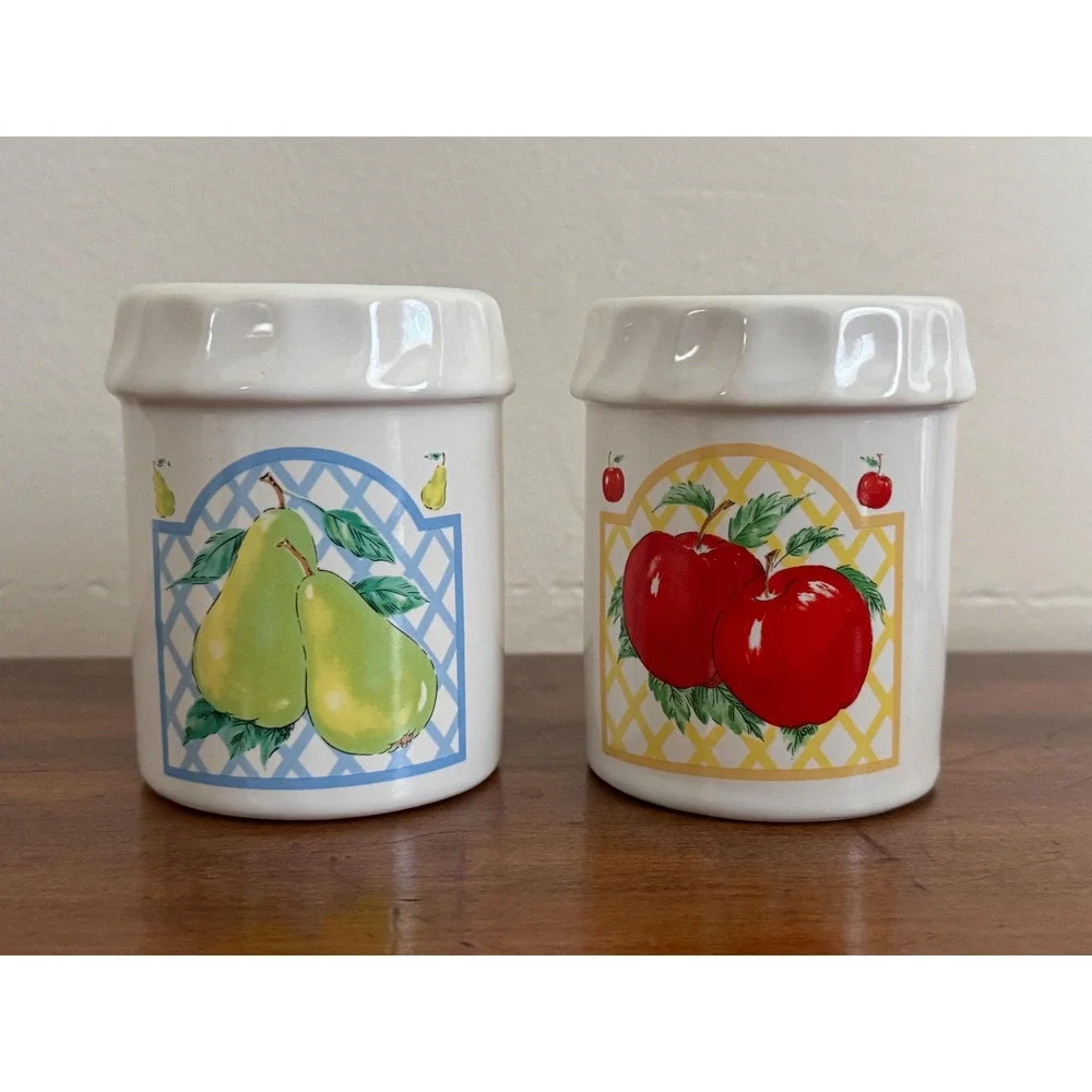 Vintage Himark Ceramic Salt and Pepper Shakers Set Fruit Jar Apple and Pear